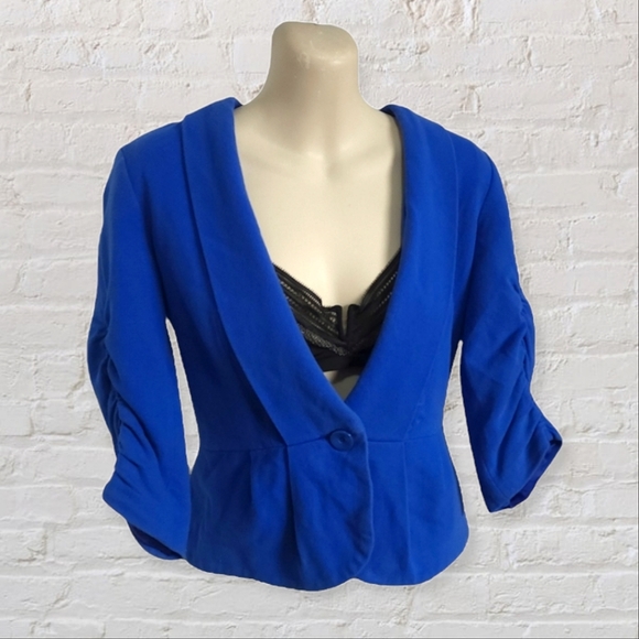 Zara Jackets & Blazers - Aus S Zara Blue Cropped Blazer Peplum Jacket